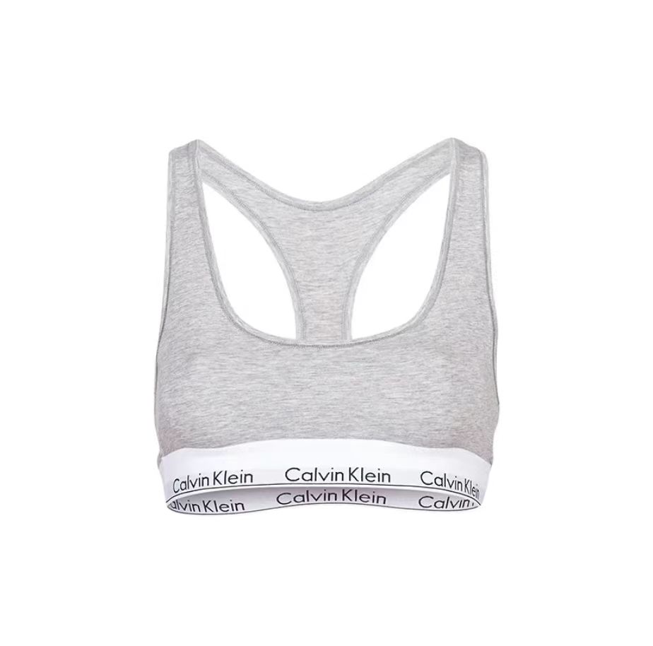 颜色: 灰色, Calvin Klein | CALVIN KLEIN CK字母修身套头运动文胸 女款 白色