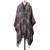 color Black, Charcoal, Ralph Lauren | Women's Reversible Plaid Ruana with Faux Fur Collar