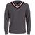 商品Tommy Hilfiger | Men's Signature Stripe Tipped Cricket V-Neck Sweater颜色Grey Heather