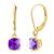 颜色: amythyst, MaxColor | Solid 10K Yellow Gold Cushion Cut Dangle Gemstone Leverback Earrings