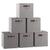 颜色: gray, Ornavo Home | Foldable Linen Storage Cube Bin with Leather Handles - Set of 6