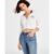 商品Tommy Jeans | Women's V-Neck Cropped Cardigan Sweater颜色Bright White