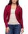 颜色: Red, 24seven Comfort Apparel | Women's Curved Hem Open Front Long Bolero Shrug