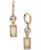 颜色: Gold, Karl Lagerfeld Paris | Crystal Mixed Cut Double Stone Drop Earrings