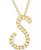 颜色: S, Macy's | Diamond Initial Pendant Necklace (1/10 ct. t.w.) in 14k Gold Over Sterling Silver, 16" + 2" Extender