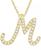 颜色: M, Macy's | Diamond Initial Pendant Necklace (1/10 ct. t.w.) in 14k Gold Over Sterling Silver, 16" + 2" Extender