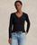 颜色: Polo Black, Ralph Lauren | Women's Cable-Knit Cotton V-Neck Sweater