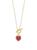 颜色: RED, Chloe & Madison | 14K Goldplated Sterling Silver & Cubic Zirconia Heart Toggle Pendant Necklace