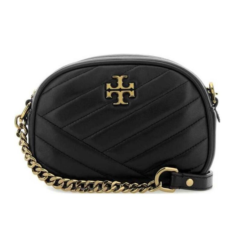 color 黑色60227-001, Tory Burch | 汤丽柏琦 TB Fleming 羊皮菱形绗缝浮雕印花编织链条翻盖单肩斜挎包女款黑色（香港仓发货）