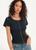 color Black, DKNY | Scoop Neck Tee With Contrast Stitching
