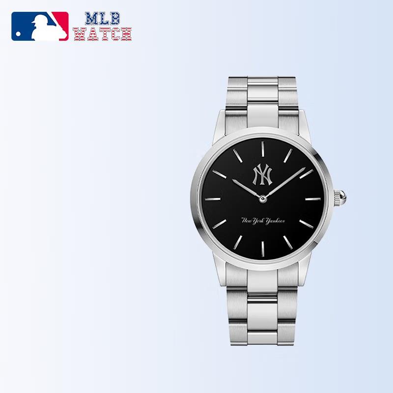 商品MLB | 欧美时尚防水石英表金色钢表带男女手表MLB-TP013颜色银色黑面.