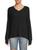 商品Saks Fifth Avenue | Ribbed V Neck Boxy Cashmere Sweater颜色CHARCOAL HEATHER