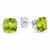 颜色: peridot, MAX + STONE | Sterling Silver 6MM Cushion Cut Checkerboard Gemstone Stud Earrings