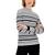 商品Karen Scott | Women's Striped Cotton Mock Neck Sweater, Created for Macy's颜色Smoke Grey Combo