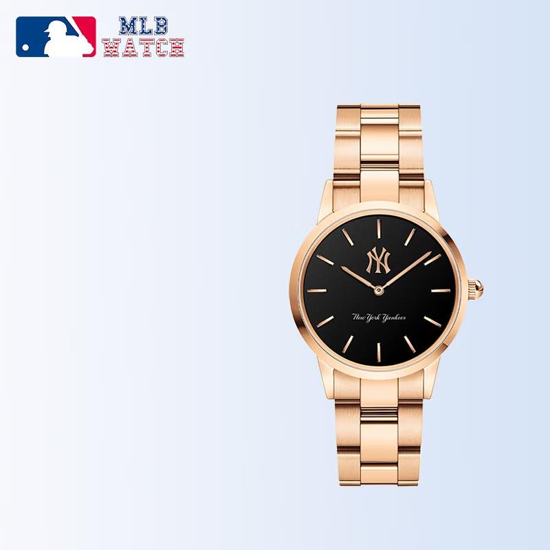商品MLB | 欧美时尚防水石英表金色钢表带男女手表MLB-TP013颜色玫金黑面