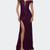 颜色: Purple, La Femme | Lace Off the Shoulder Gown with Deep V Neckline