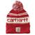 Carhartt | Carhartt Men's Knit Pom-Pom Cuffed Logo Beanie, 颜色Red / Winter White Marl