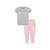 商品CHAMPION | Baby Girls Classic Script Short Sleeves T-shirt and Fleece Joggers, 2 Piece Set颜色Oxford Heather, Light Pink