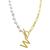 ADORNIA | 14k Gold-Plated Paperclip Chain & Mother-of-Pearl Initial F 17" Pendant Necklace, 颜色Letter W