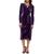 商品Kensie | Women's Velvet Faux-Wrap Long-Sleeve Dress颜色Eggplant
