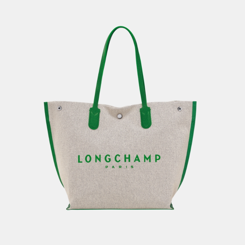 颜色: 绿色, Longchamp | 珑骧女士新款帆布大容量手提单肩logo印花托特包10090 HSG 037（香港仓发货）