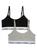 颜色: BLACK HEATHER GREY, Calvin Klein | 女孩 2 件装弹力棉质徽标文胸