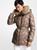 商品Michael Kors | Faux Fur Trim Chevron Quilted Nylon Belted Puffer Coat颜色TAUPE