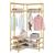 颜色: white, Hivvago | Corner Garment Rack with Open Shelves and 7 Hooks Shoe Bench-White