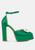 颜色: green, London Rag | maeissa pearls brooch detail platform block heel sandals