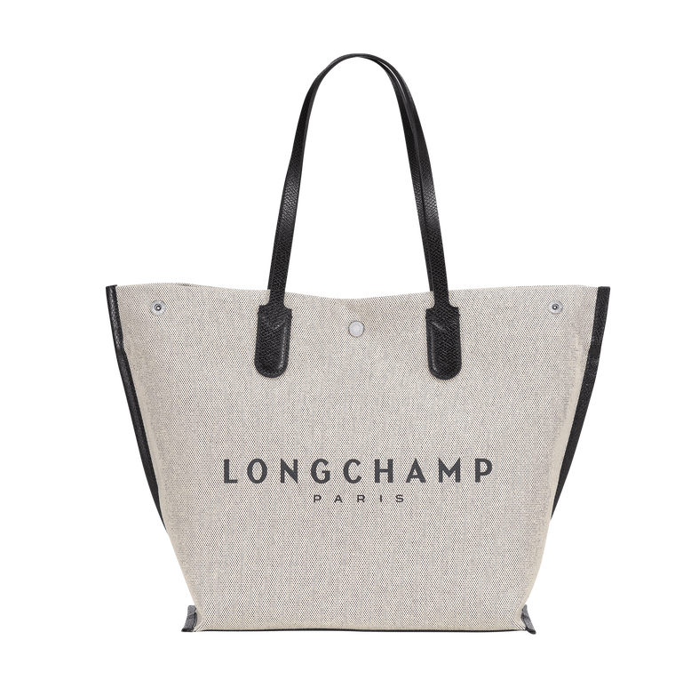颜色: 米白色, Longchamp | 珑骧女士新款帆布大容量手提单肩logo印花托特包10090 HSG 037（香港仓发货）