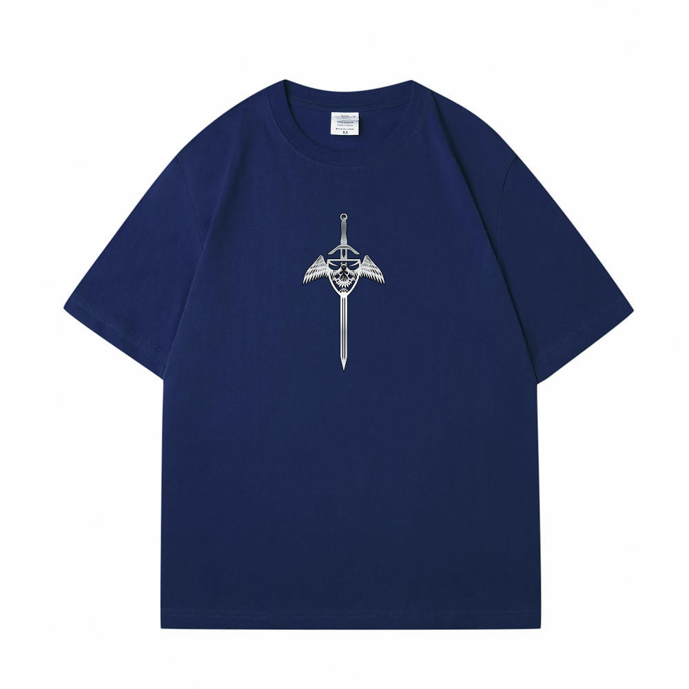 颜色: A-154藏蓝色, EUHERTZ | 短袖t恤男款夏季薄款美式潮牌青少年宽松情侣装男生体恤