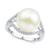 商品第2个颜色White Gold, Honora | Cultured White Ming Pearl (12mm) & Diamond (1/3 ct. t.w.) Ring in 14k Gold