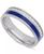 颜色: Blue/Silver, Macy's | Men's Lab-Created White Sapphire (3/4 ct. t.w.) & Ceramic Stripe Band in 18k Gold-Plated Sterling Silver (Also in Black  Sapphire)