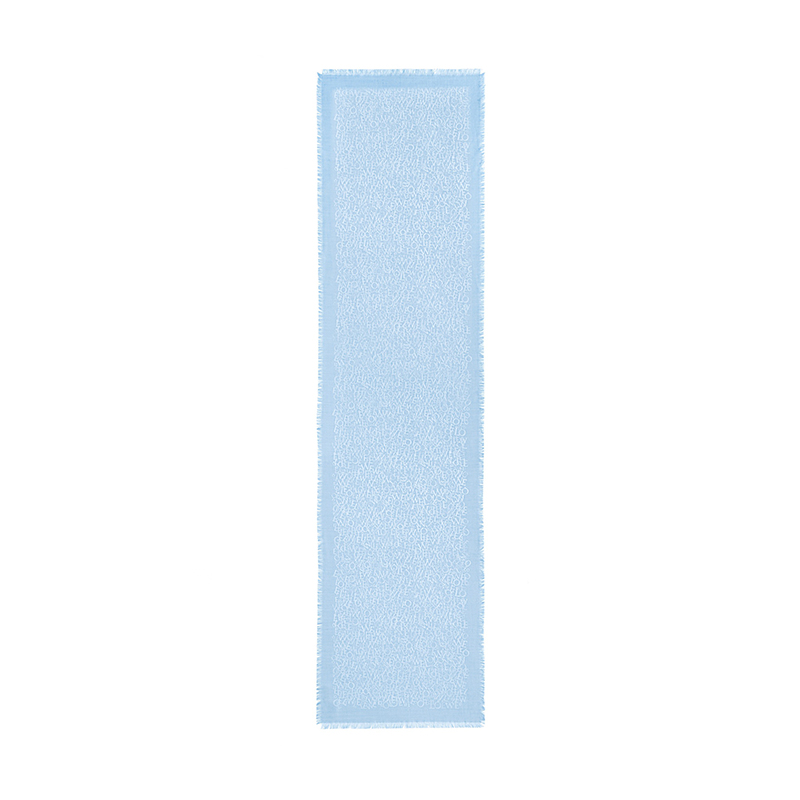 Loewe | 罗意威23新款 男女通用丝绸羊毛字母提花围巾（三色可选）, 颜色天蓝色