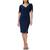 Adrianna Papell | Adrianna Papell Womens Beaded Knee-Length Cocktail and Party Dress, 颜色Navy Satin