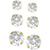 商品Essentials | 3 Pc. Set Cubic Zirconia Stud Silver Plate Earrings颜色Gold