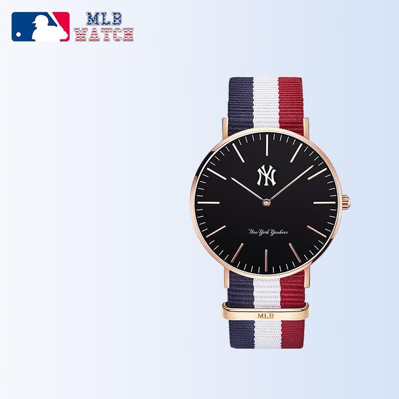 商品MLB | 时尚休闲石英手表潮牌防水学生表 MLB-SD024颜色7撞色尼龙黑面