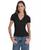 颜色: Blk - Black, DKNY | Womens Ribbed V-Neck Polo Sweater