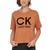 商品Calvin Klein | Women's Stacked Flocking Logo-Print Cotton T-Shirt颜色Burnt Ginger