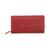 Mancini Leather Goods | Women's Basket Weave Collection RFID Secure Clutch Wallet, 颜色Red