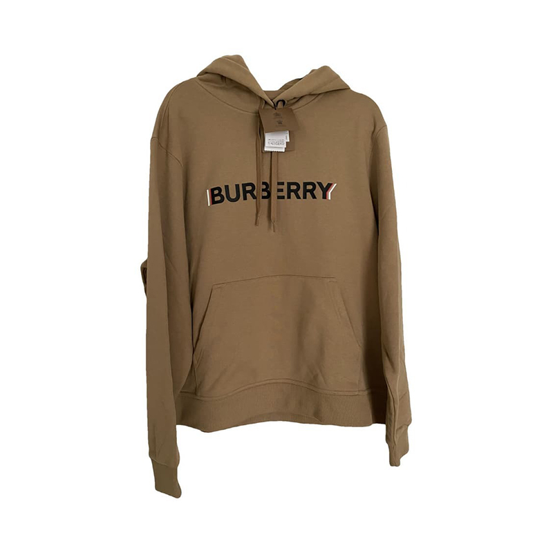Burberry | BURBERRY/博柏利 女士驼色棉质徽标印花连帽休闲卫衣, 颜色M