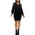 Planet Gold | Juniors' Long-Sleeve Ribbed Faux-Wrap Sweater Dress, 颜色Black