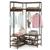 颜色: rustic brown, Hivvago | Corner Garment Rack with Open Shelves and 7 Hooks Shoe Bench-White