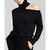 商品Charter Club | Women's Cashmere Cold-Shoulder Turtleneck Sweater, Created for Macy's颜色Classic Black