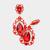 颜色: gold, red, FASHNZFAB | Floral Crystal Teardrop Clip On Evening Earrings