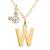 商品Disney | Mickey Mouse Initial Pendant 18" Necklace with Cubic Zirconia in 14k Yellow Gold颜色W
