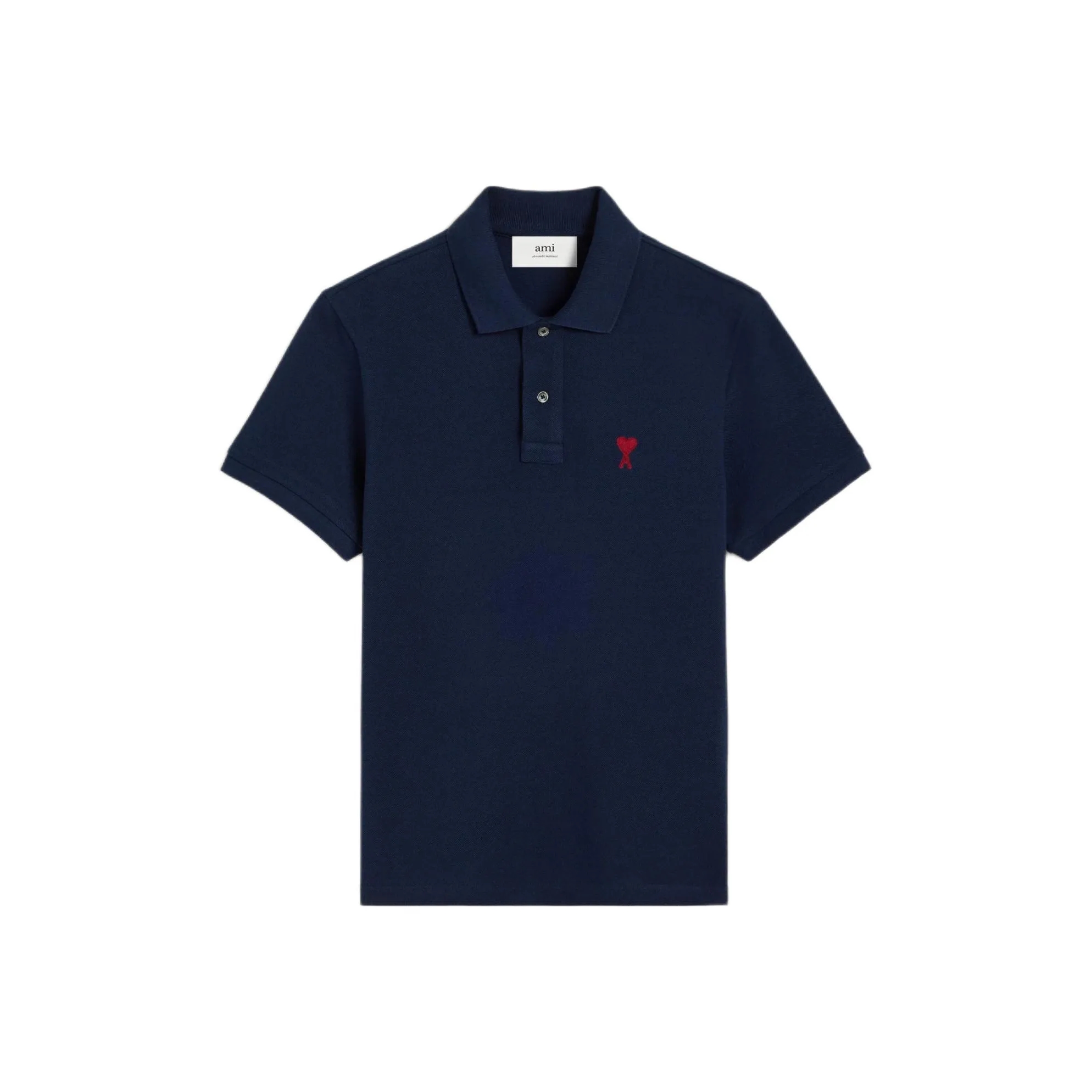 颜色: 海军蓝, AMI | AMIPARIS Logo字母印花Polo领修身短袖Polo衫 男女同款