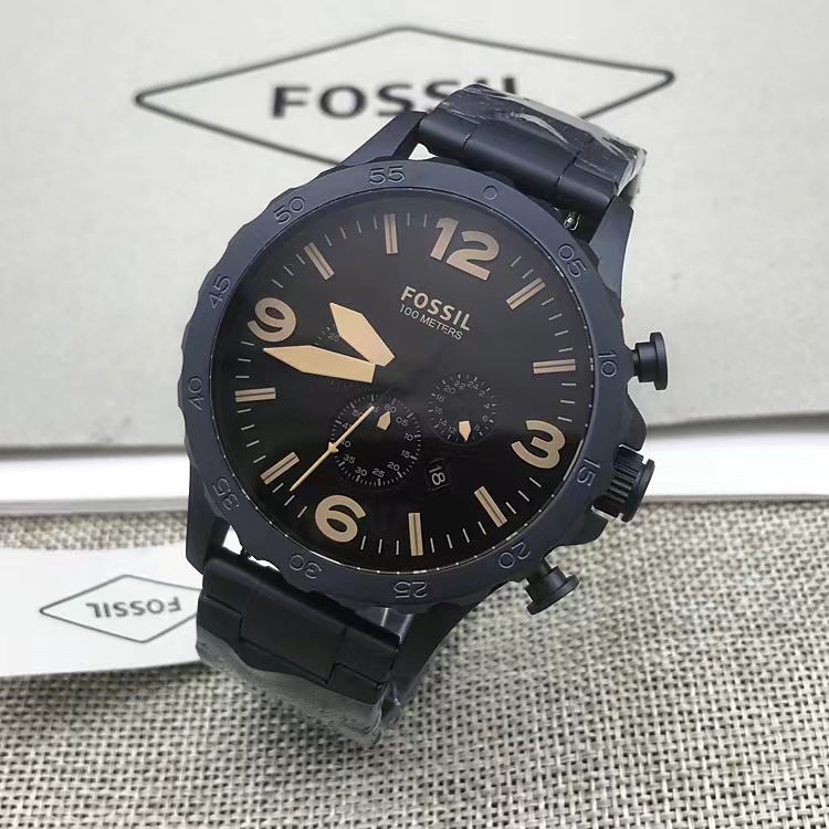 商品Fossil | FOSSIL手表皮带三眼计时石英大男表JR1487JR1354JR1504JR1401包邮颜色黑色钢带.