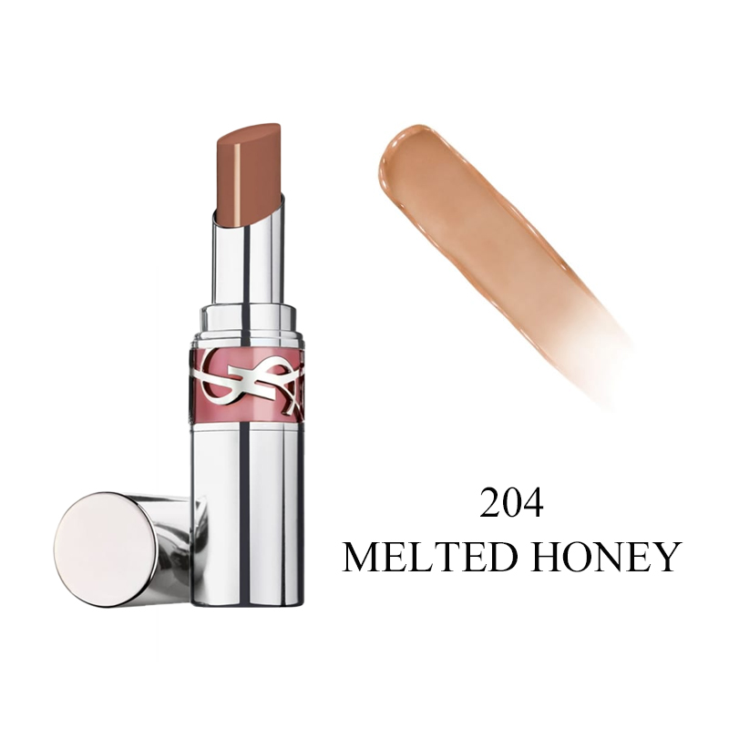 颜色: 204 MELTED HONEY, Yves Saint Laurent | 圣罗兰全新银管口红 水光玻璃唇滋润唇膏 2024新品