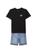 True Religion | Little Boy's 2-Piece Logo Tee & Denim Shorts Set, 颜色BLACK
